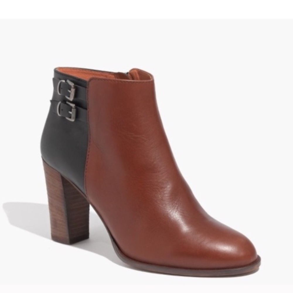 Madewell Reid Black and Tan heeled boot